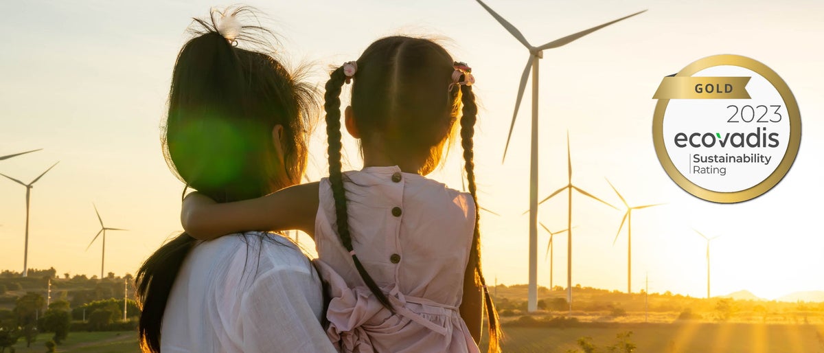 Wind turbines are alternative electricity sources, the concept of sustainable resources, People in the community with wind generators turbines, Renewable energy.