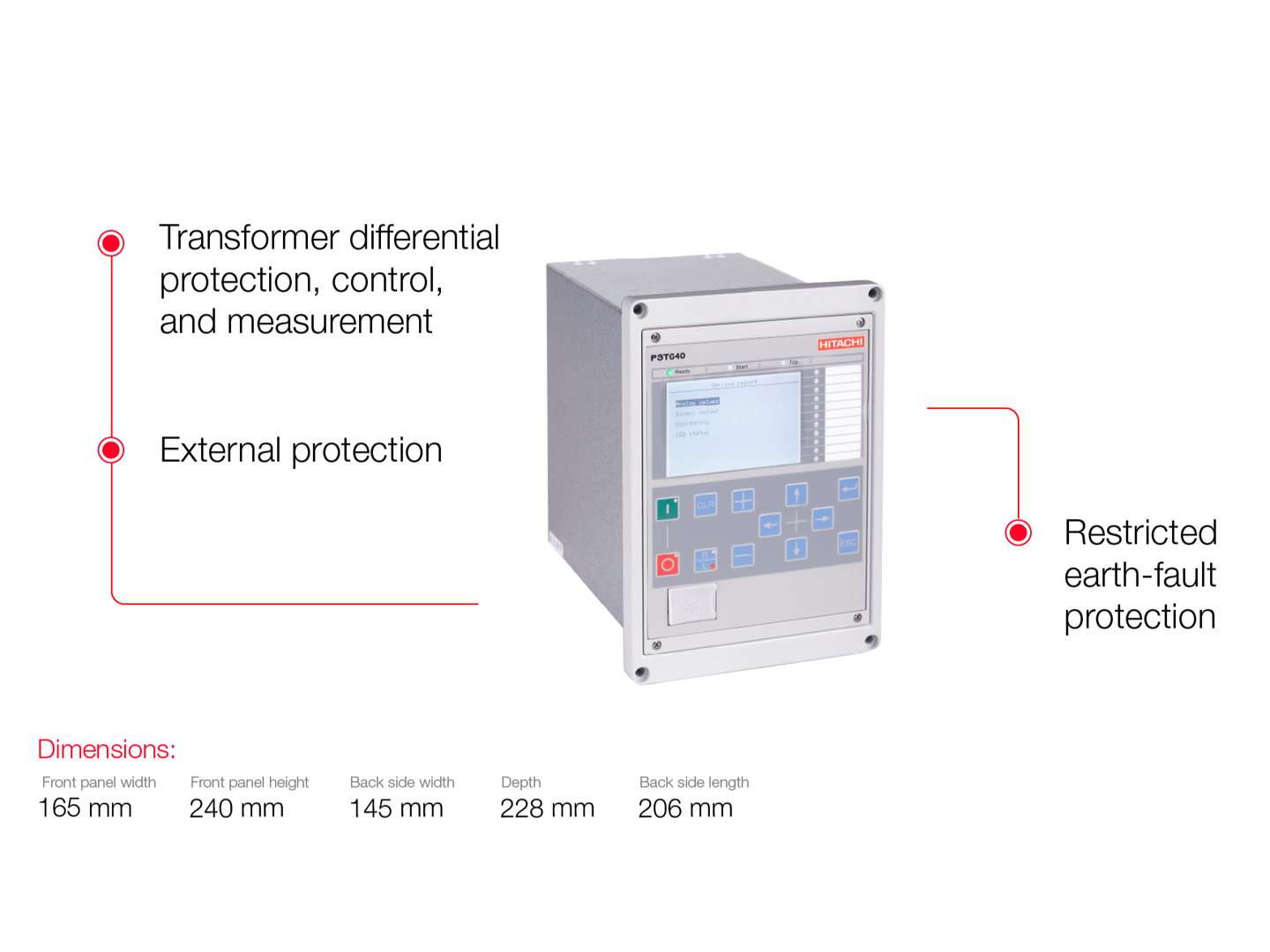 Product image for: Transformer protection, control, measurement and​ supervision. Medium-voltage protection relay PST640  