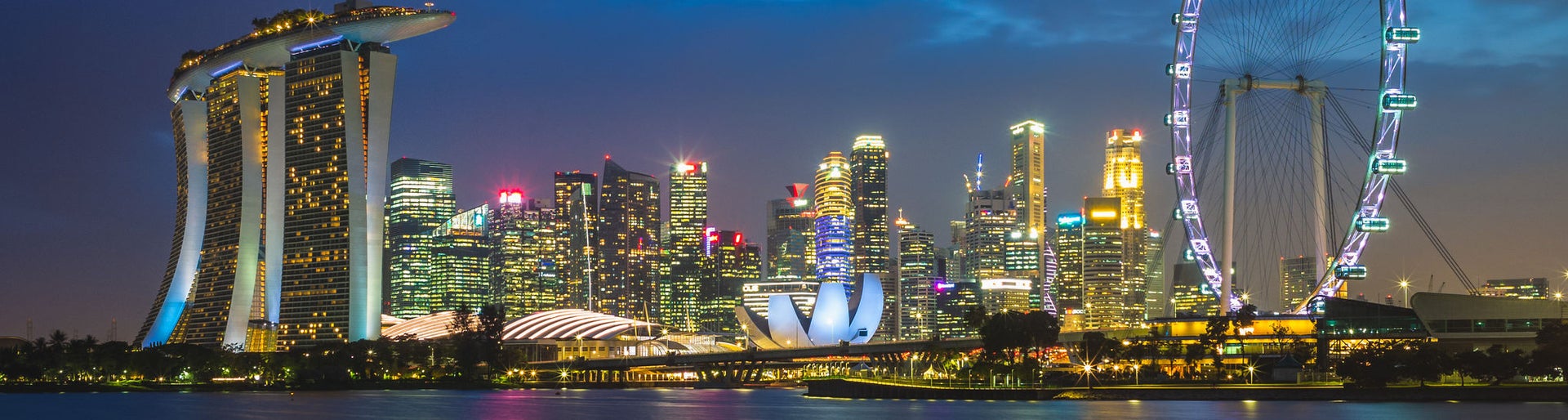 skyline of singapore at marina bay and gardens