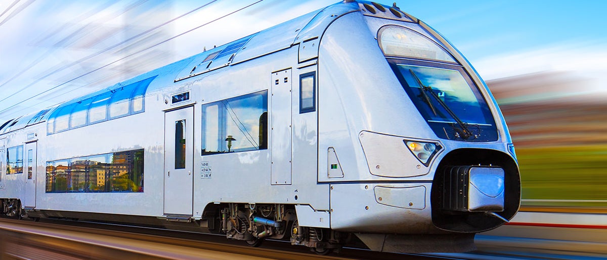 Modern high speed train with motion blur