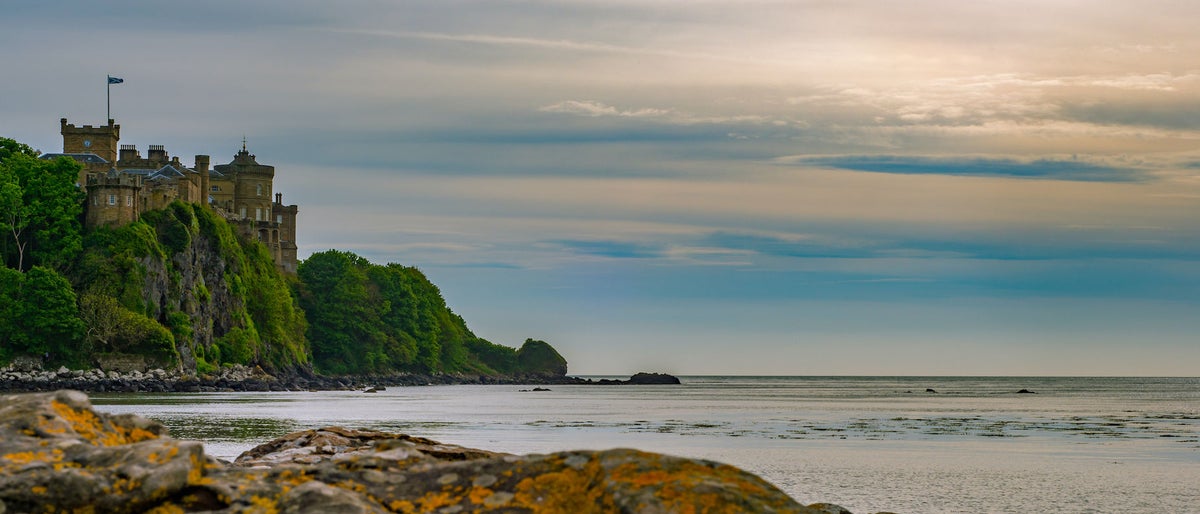 View from the Beach of Culzean Castle on the Ayrshire Coast Near Glasgow in Scotland