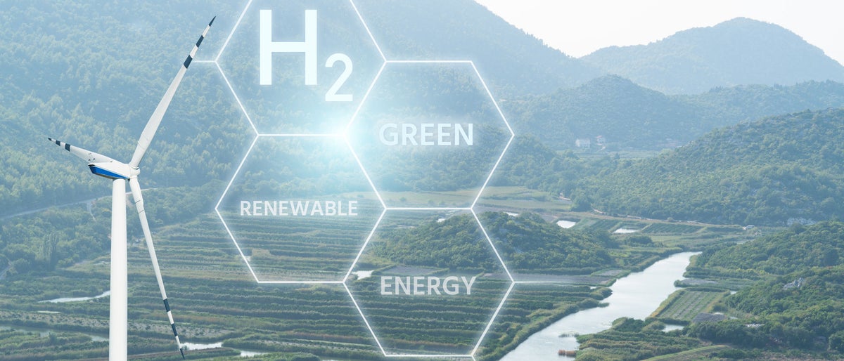 Getting green hydrogen from renewable energy sources. Concept