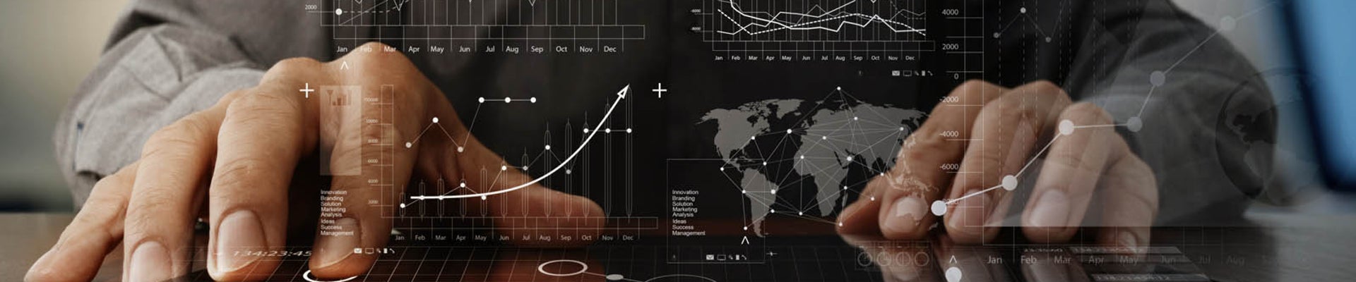businessman hand working on laptop computer with digital layer business strategy and social media diagram on wooden desk