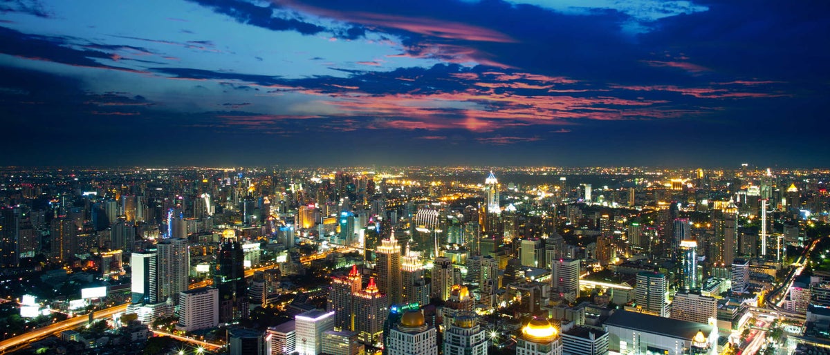 Bangkok above view at night, Thailand
