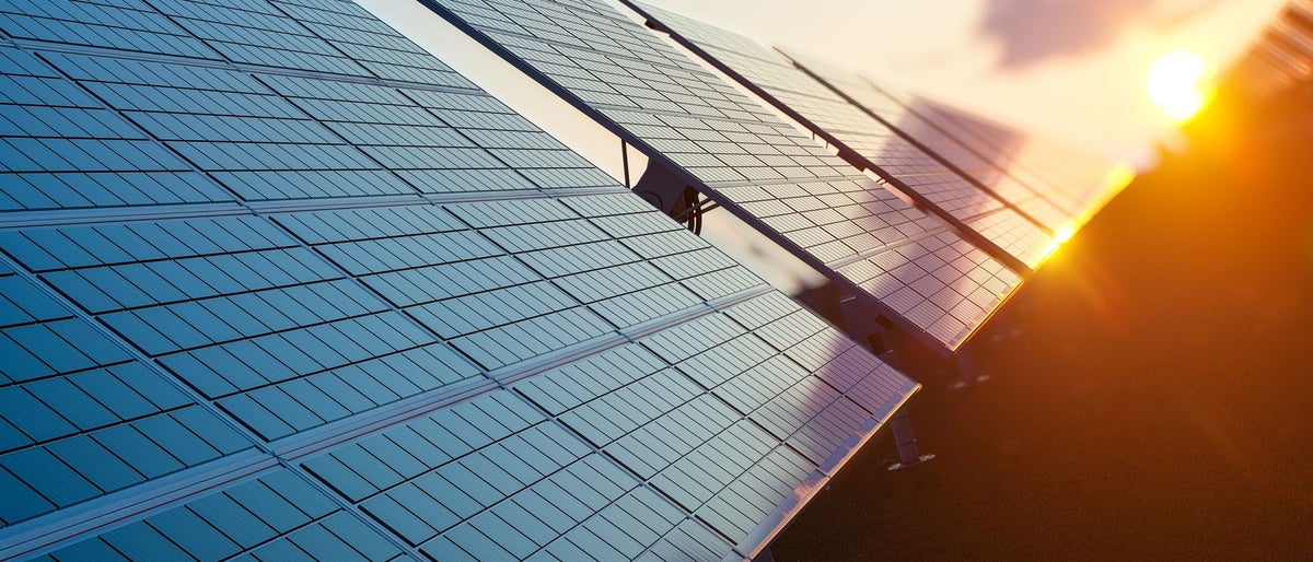 Sun Above the Solar Farm 3d rendering