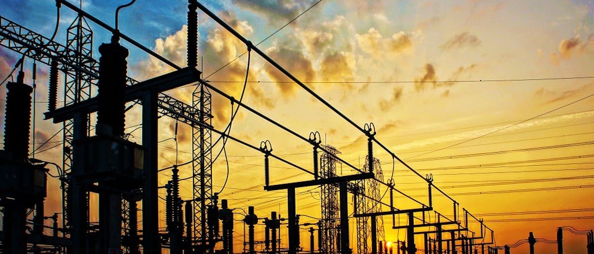 hitachi abb power grids substation facing sunset