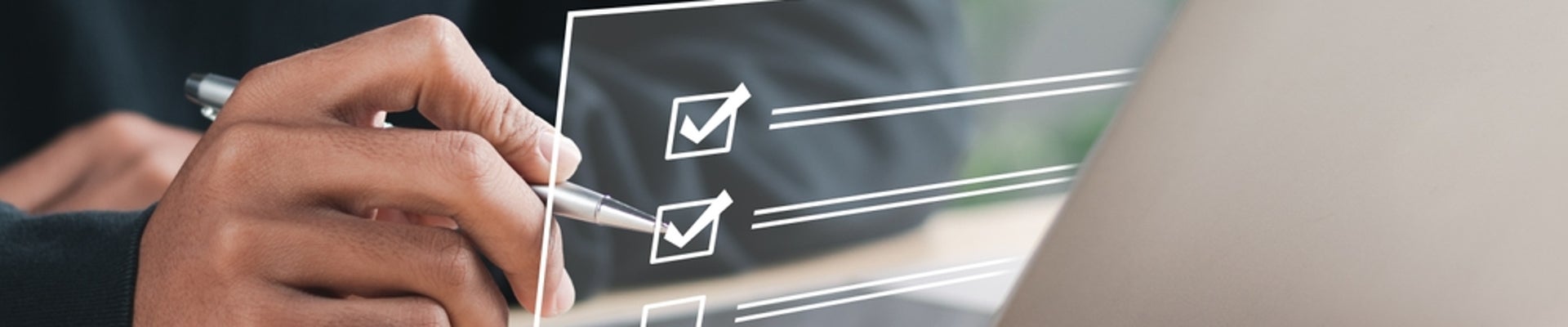 Questionnaire with checkboxes, filling survey form online, answer questions of test. Survey form concept. Education futuristic technology and learning concept.