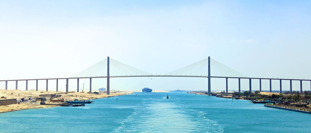 The Suez Canal Bridge, also known as the  25 January Bridge, Egyptian-Japanese Friendship Bridge, Al , Al  Peace or Mubarak Peace