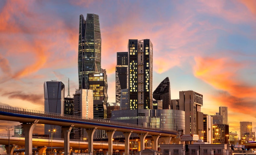 Riyadh,Saudi Arabia,Feb-22-2023, the KAFD in sunset