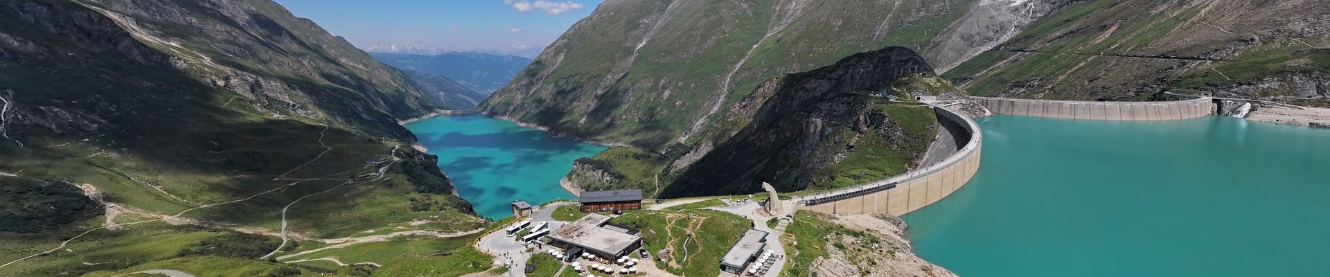 Panorama of Stausee Mooserboden Dam near Kaprun, Austria
