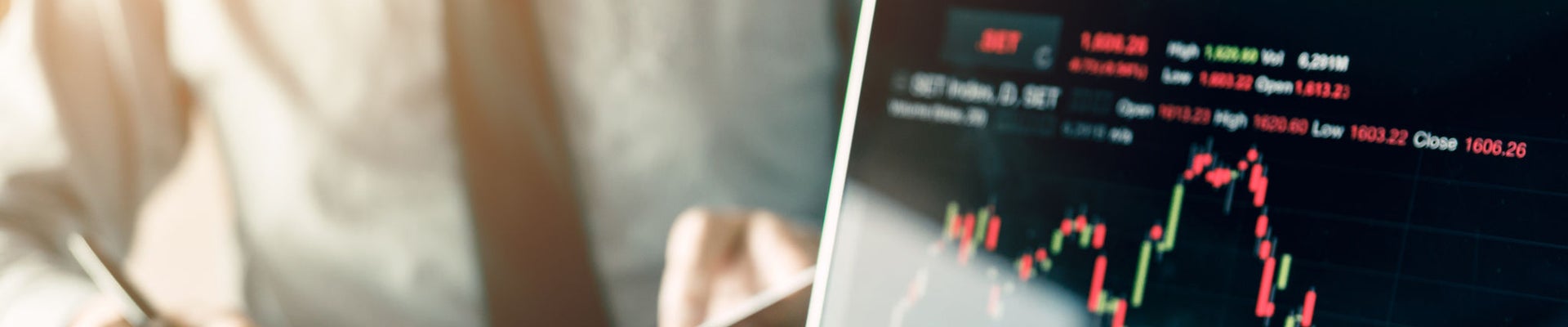 Stocks on laptop screen