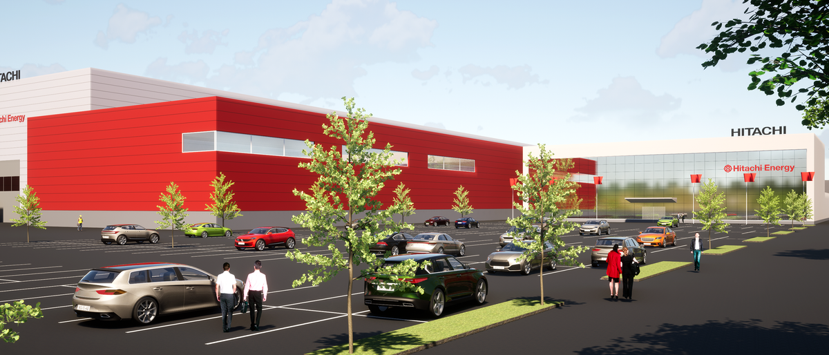 Havainnekuva Hitachi Energyn uudesta tuotanto- ja teknologiakampuksesta. Kuva: WasaGroup