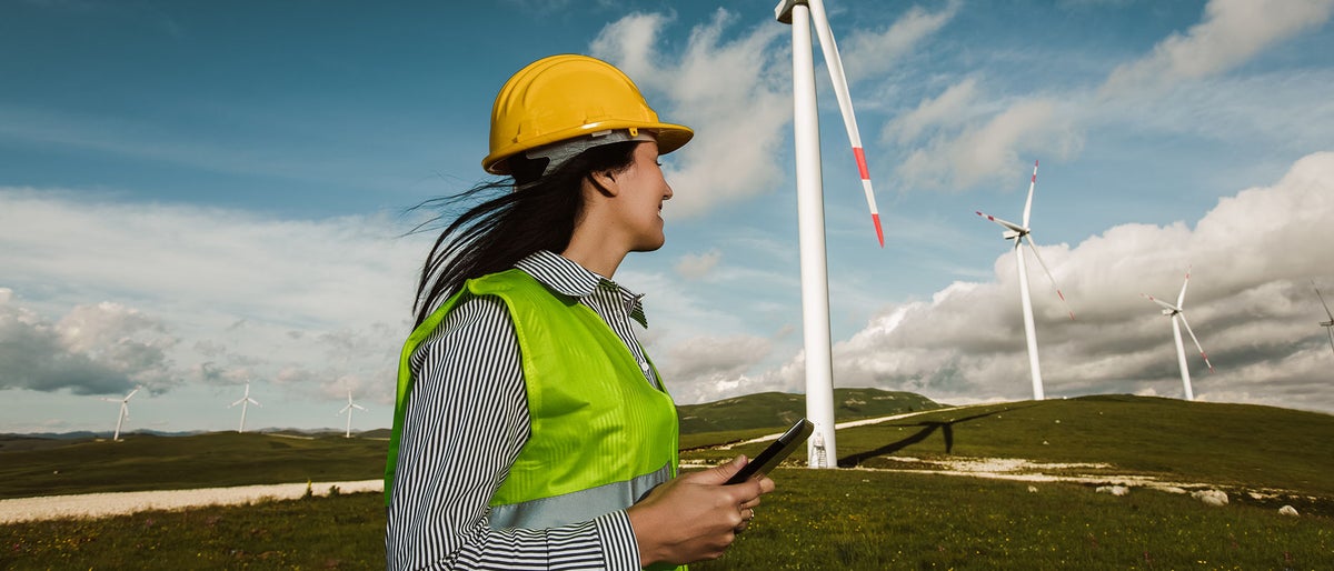 Windmill engineer inspection and progress check wind turbine