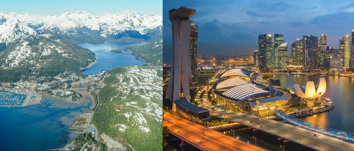 Alaskan ja Singaporen maisemakuvat