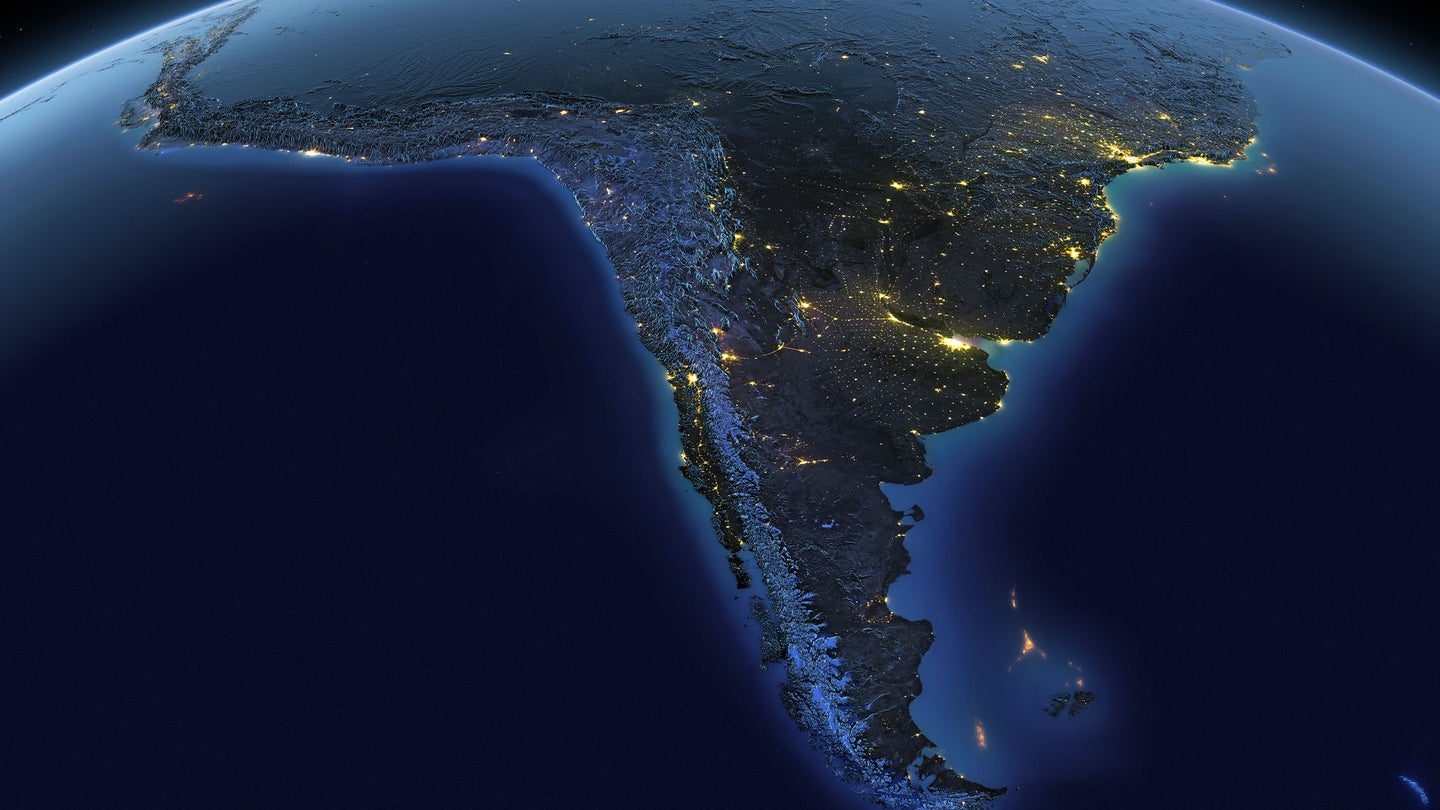 A detailed view of the earth from space with night lights