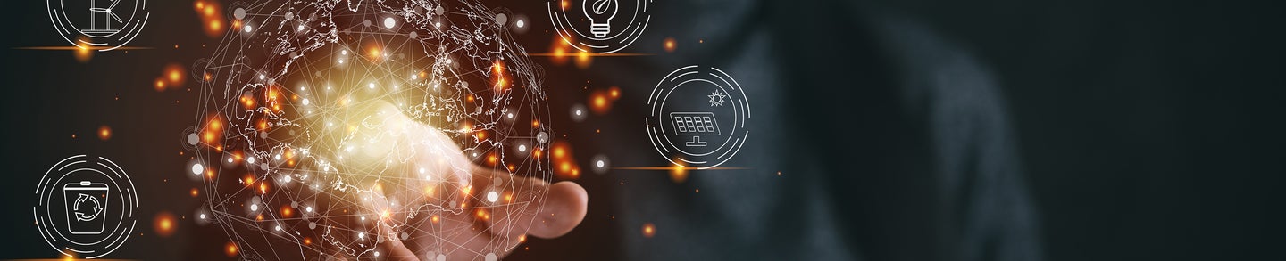 hand pointing different energy sectors