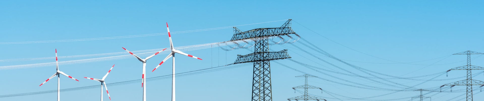 Solar energy panels, wind power and electricity pylons seen in Germany