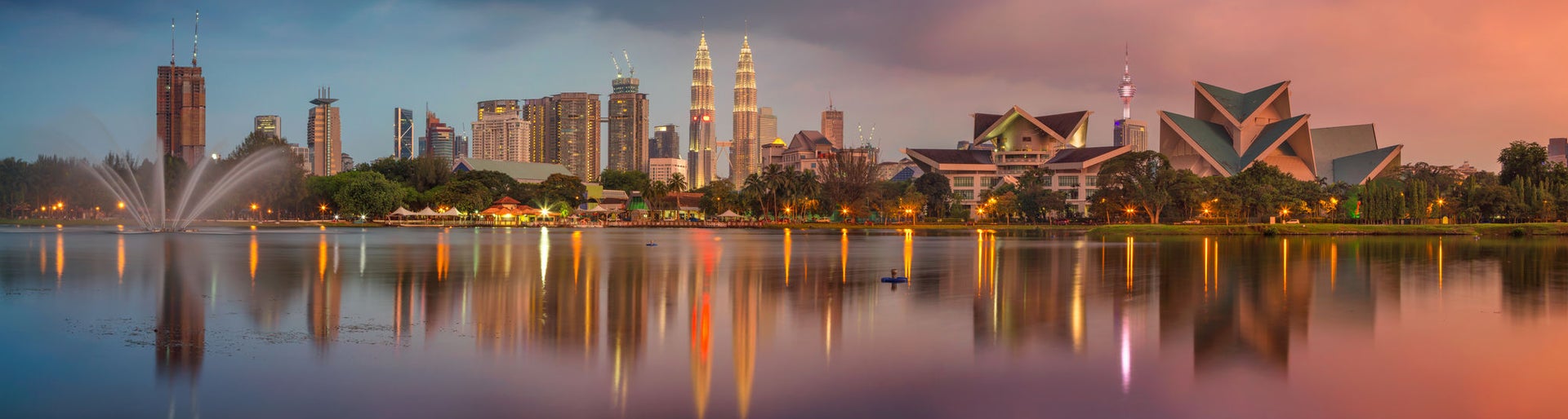 Kuala Lumpur Panorama. Panoramic image of Kuala Lumpur, Malaysia skyline during sunset.