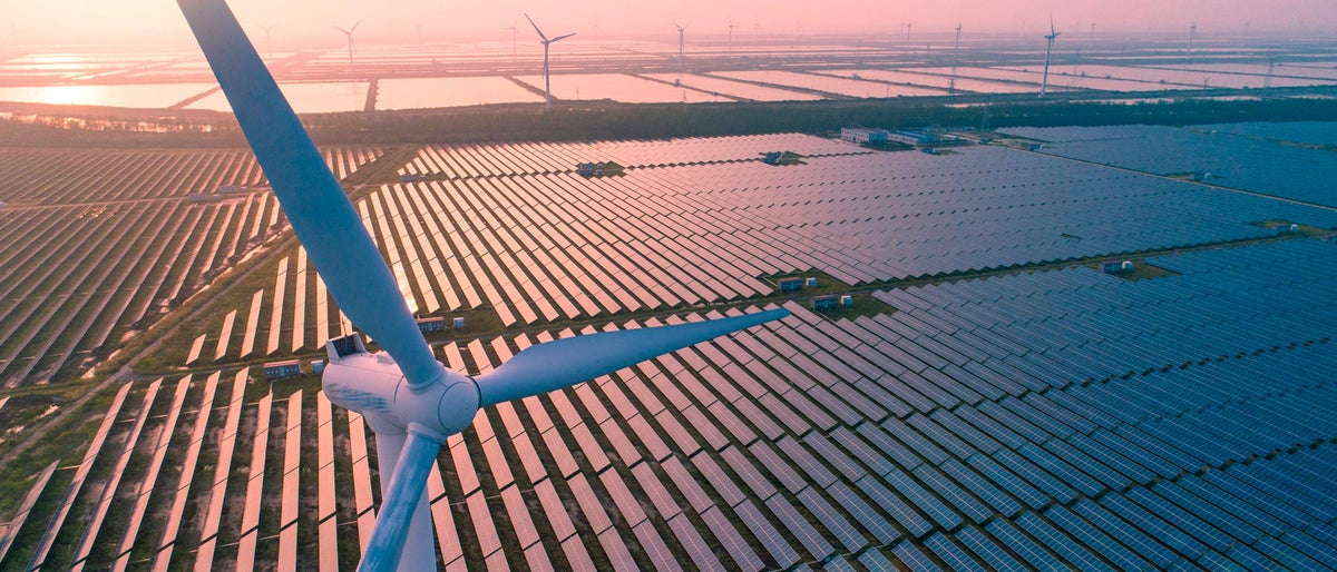 Furture alternative electricity source:windmill and solar energy-----concept of sustainable resources on a sunny day, Jiangsu,China